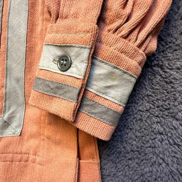 Vintage Unique Rose Corduroy Tunic With Nehru Collar & Quilted Bodice - Picture 12 of 16